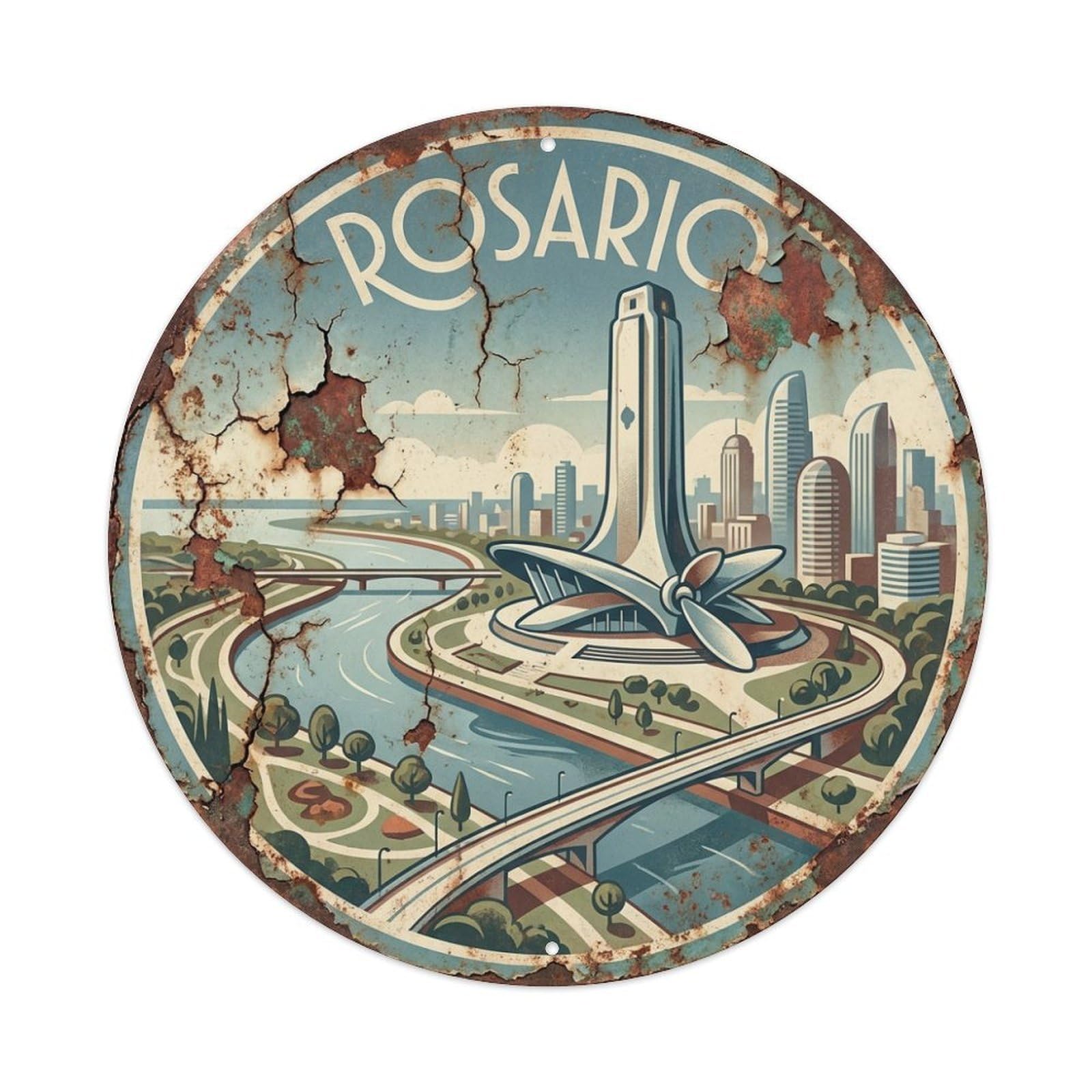 Argentina Vintage Travel Rosario Metal Tin Sign