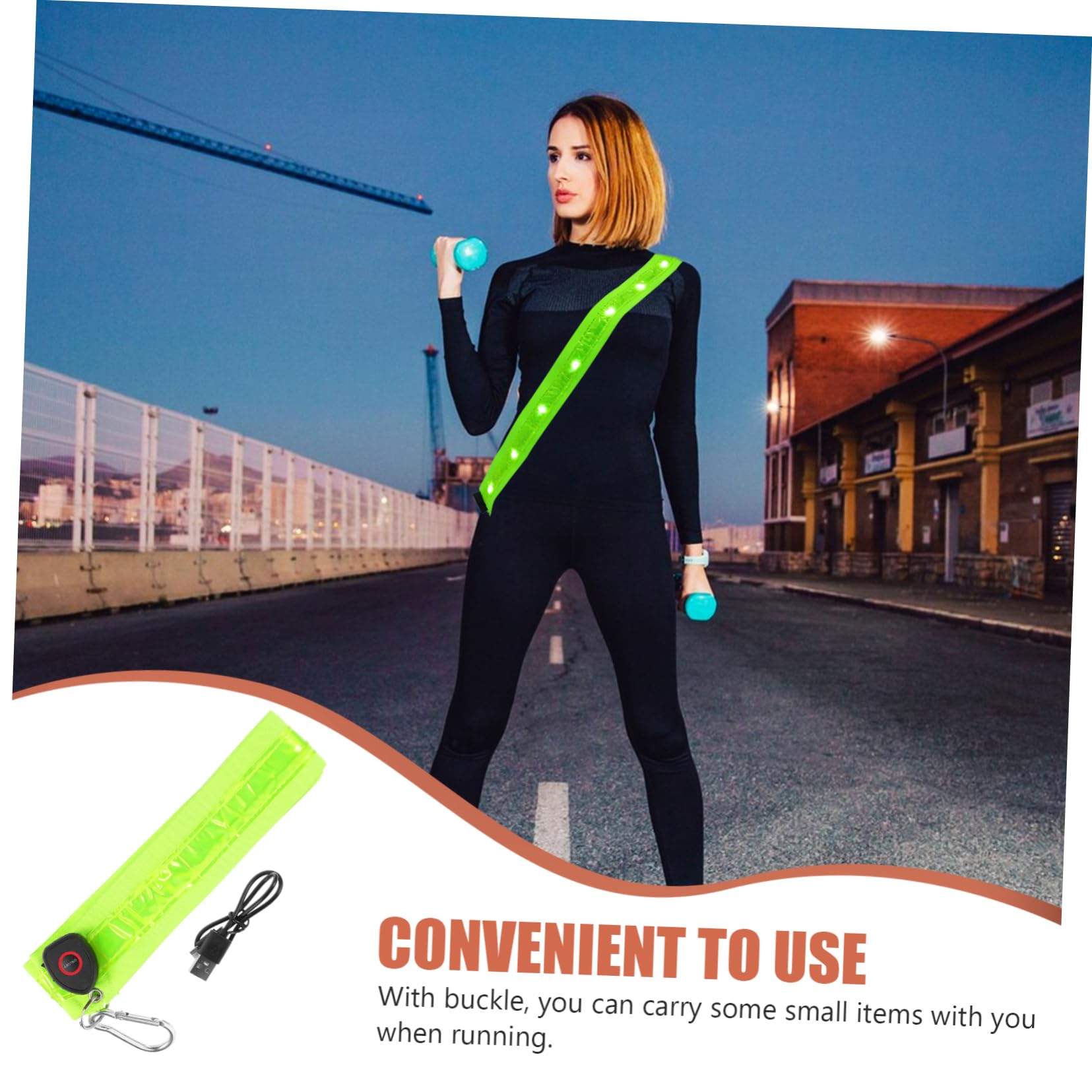 ibasenice Bretelles Croisées Lumineuses Ceinture LED Lumières LED Brassard De Course à Pied Ceinture D'épaule Bande LED Lumière LED Bandoulière Brillante Vert Nylon
