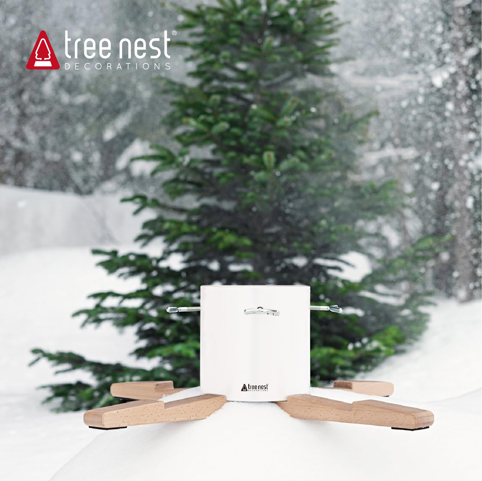 Tree Nest Weihnachtsbaumständer Christbaumständer Baumständer Weihnachtsbaum Standfuß Ständer mit Wassertank für Große Bäume - Pine Christmas Tree Stand für Bäume bis 3m, 5-13cm Stamm Weiß