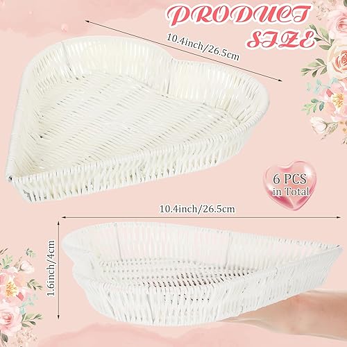 Miniatura 2 de Hushee 6 cestas vacías de mimbre de ratán en forma de corazón para el día de San Valentín, para almacenamiento de regalos, organizador hecho a mano,