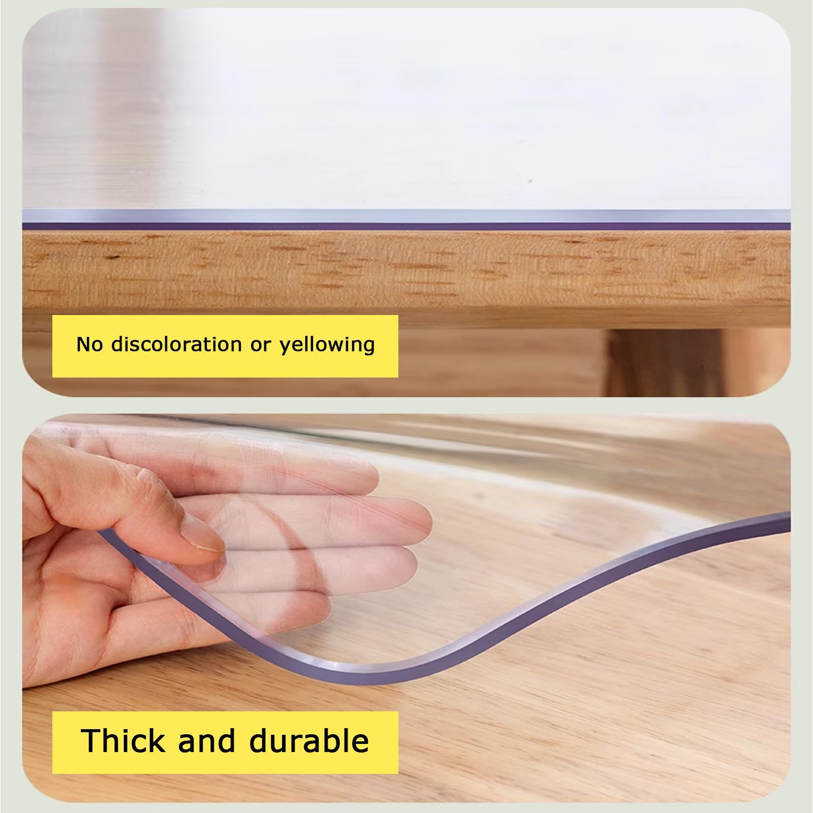 Protector de Mesa Transparente de PVC de 1.5mm para Trabajo Pesado,Mantel Rectangular,Cubierta de Mesa con Bisel de 75°,Mantel de Escritorio Sin Encogimiento y Sin Olor (75x150cm/30x59in)