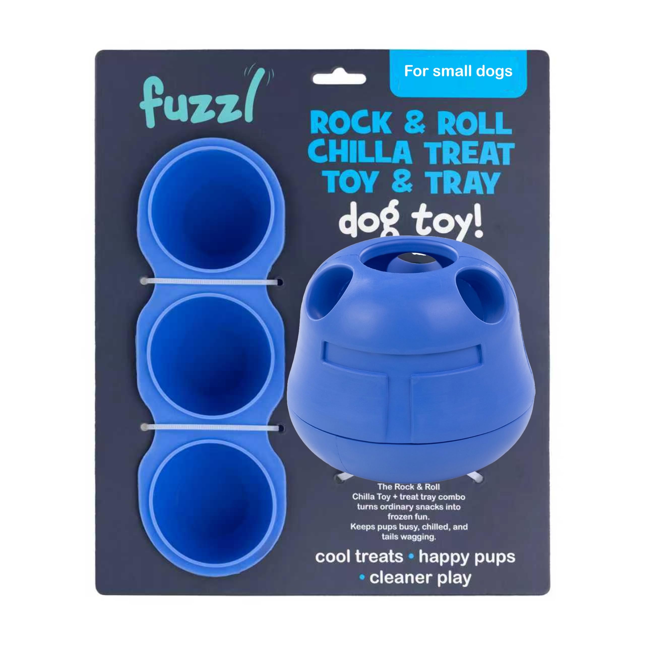 Fuzzl Rock & Roll Chilla Treat Toy & Freezer Tray for Small/Medium Dog Blue — image 1