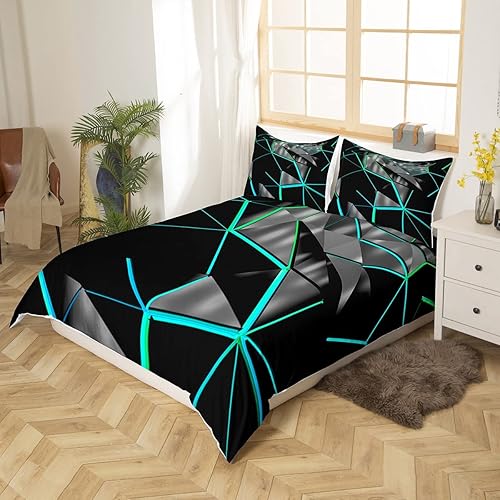 Miniatura 3 de Funda de edredón geométrica hexagonal estereoscópica de panal para niños, funda de edredón de colmena azul y negro, funda de edredón geométrica de