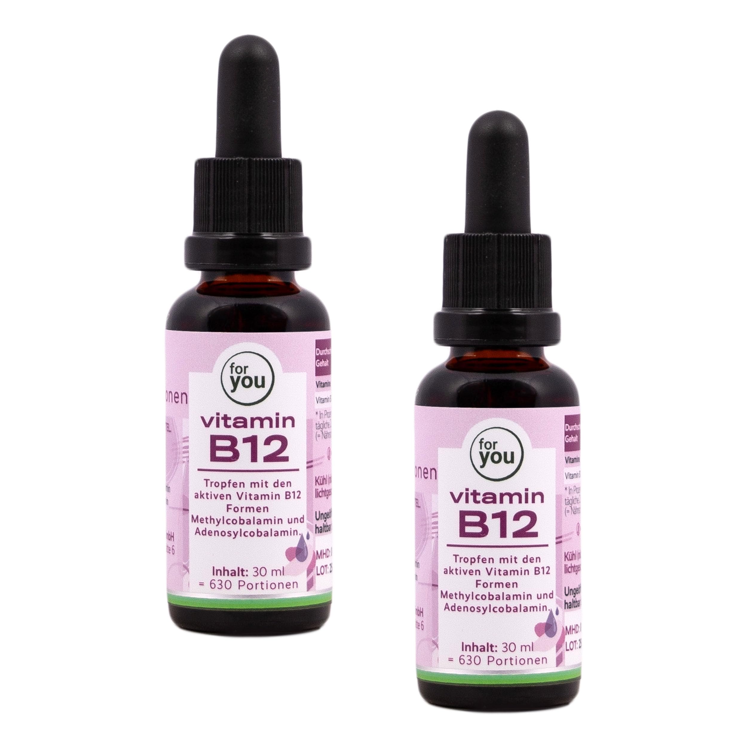 for you Vitamin B12 Tropfen 2x 30ml - beide Aktivformen Methylcobalamin & Adenosylcobalamin in Wasser gelöst, ohne Alkohol - 250 µg pro Tropfen