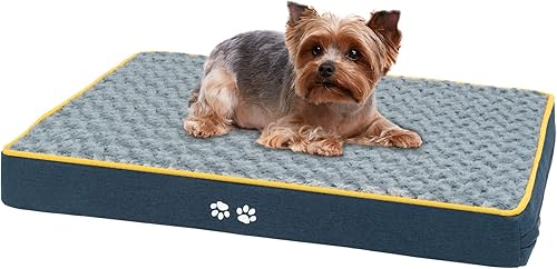 KROSER Cama para perros pequeños, medianos, grandes y extra grandes, cama para perros con espuma ortopédica para jaula de huevos, alfombrilla de