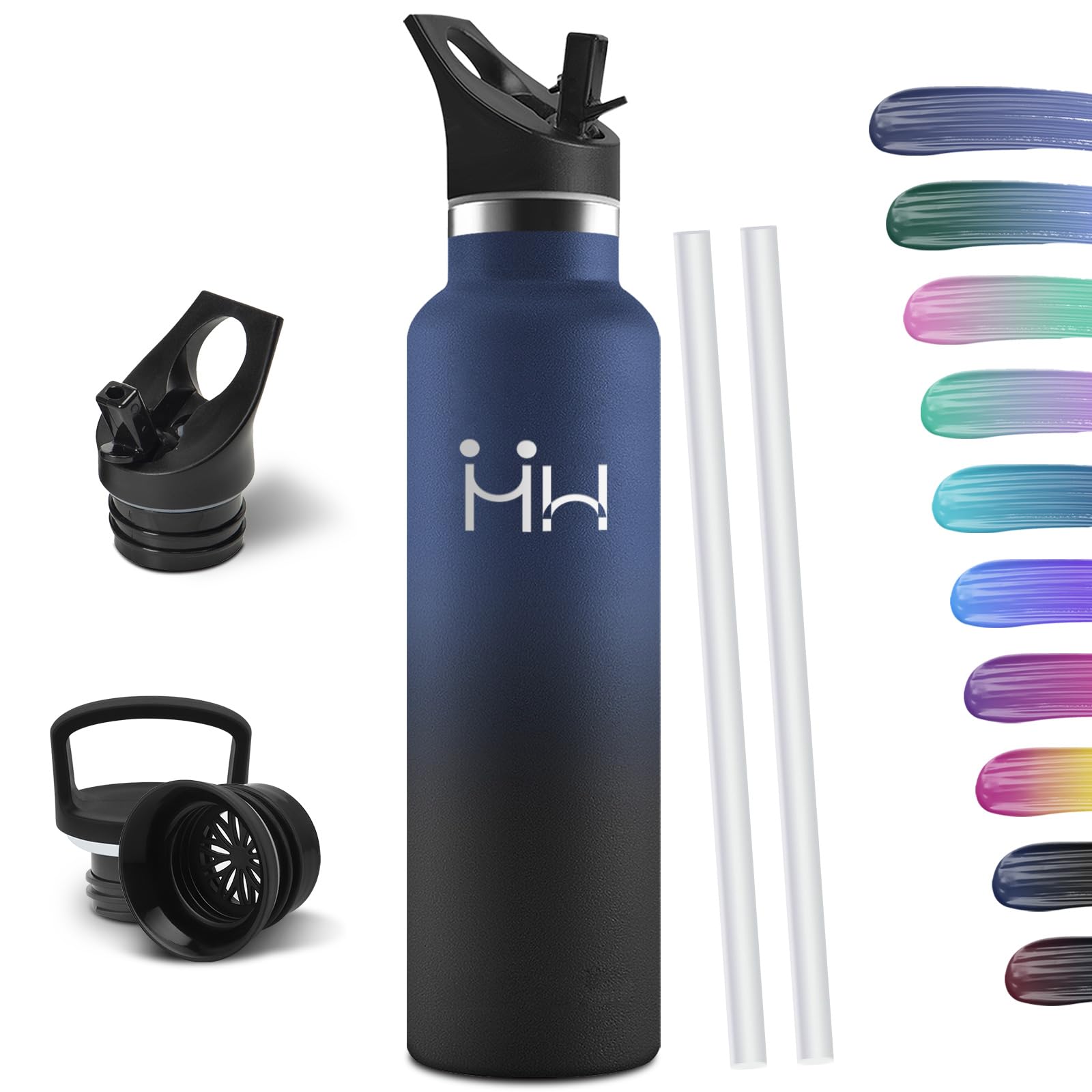 HoneyHolly Thermal Water Bottle, 1 Litre, BPA Free, Insulated Water Bottle, Double Walled Vacuum Insulated Bottle, 18/8 Stainless Steel, Thermal Bottles, Water Bottle for Gym, Sports, Bike