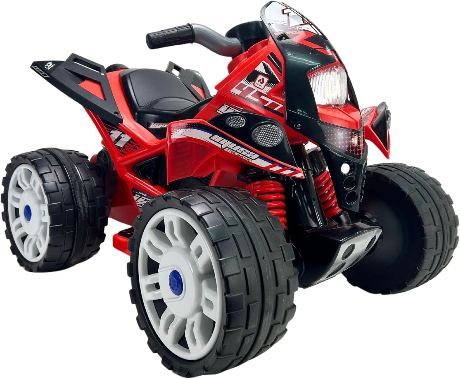 INJUSA - Quad Eléctrico Infantil The Beast para Niños de 2 a 4 Años | Batería 12V | con Pedal Acelerador | Marcha Atrás | Ruedas de Plástico con Bandas de Goma | 6 Km/​h | Rojo (761)