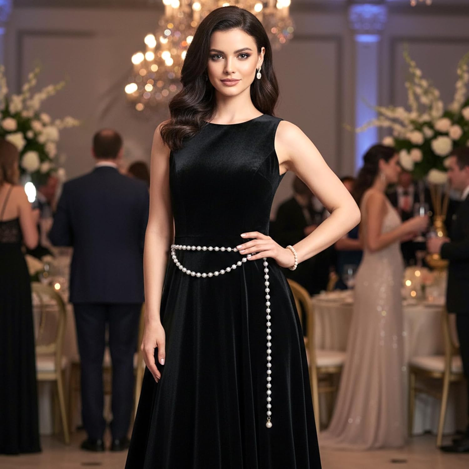 Pearl Body Chain Adjustable Pearl Waist Chain Belt For Women Fashion Layered Pearls Chains Belt For Women Dresses Jeans Summer Beach Body Jewelry - Image 7