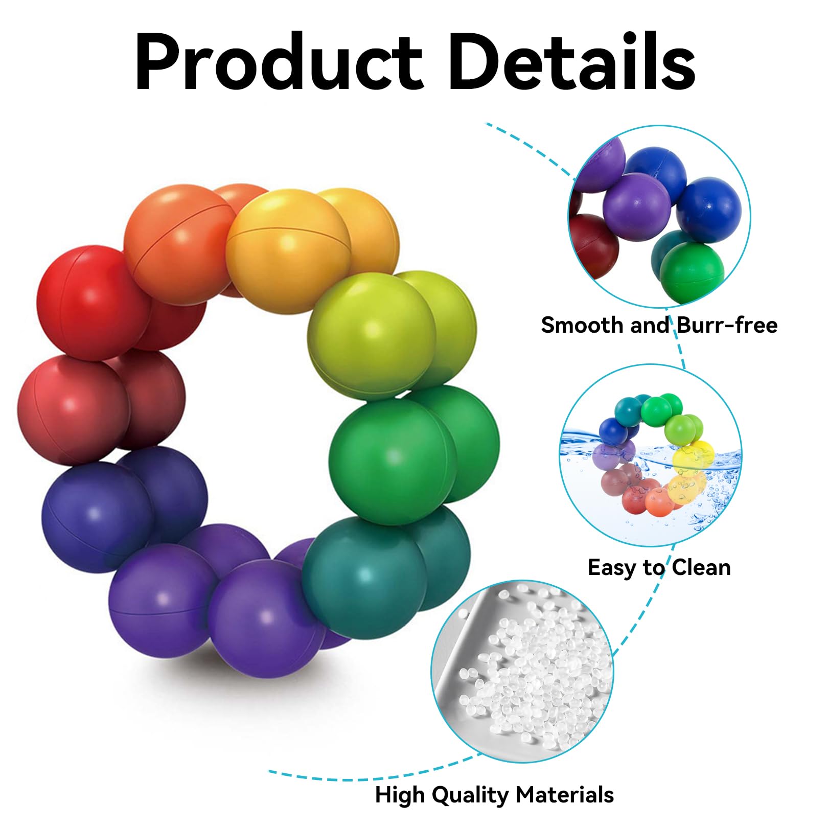 Sensory Toys for Autism Kids, Toddlers, Rainbow Puzzle Balls to Relieve Stress, Anxiety, Quiet Fidget Toys - Image 3
