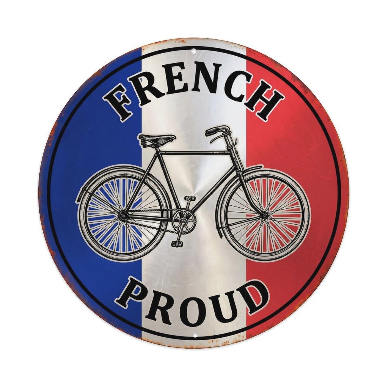 Olhnbad Style French Proud Bicycle Transport Icon Heritage Emblem Metal Tin Sign