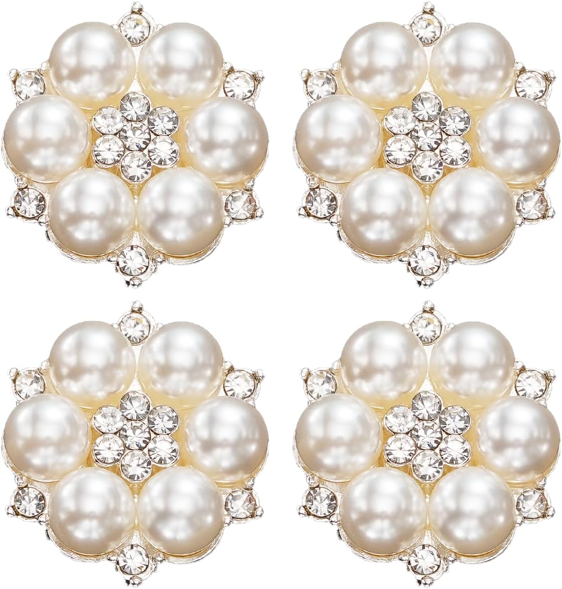 4Pcs Pearl Rhinestone Button Cover, Detachable Crystal Embellishment image 2