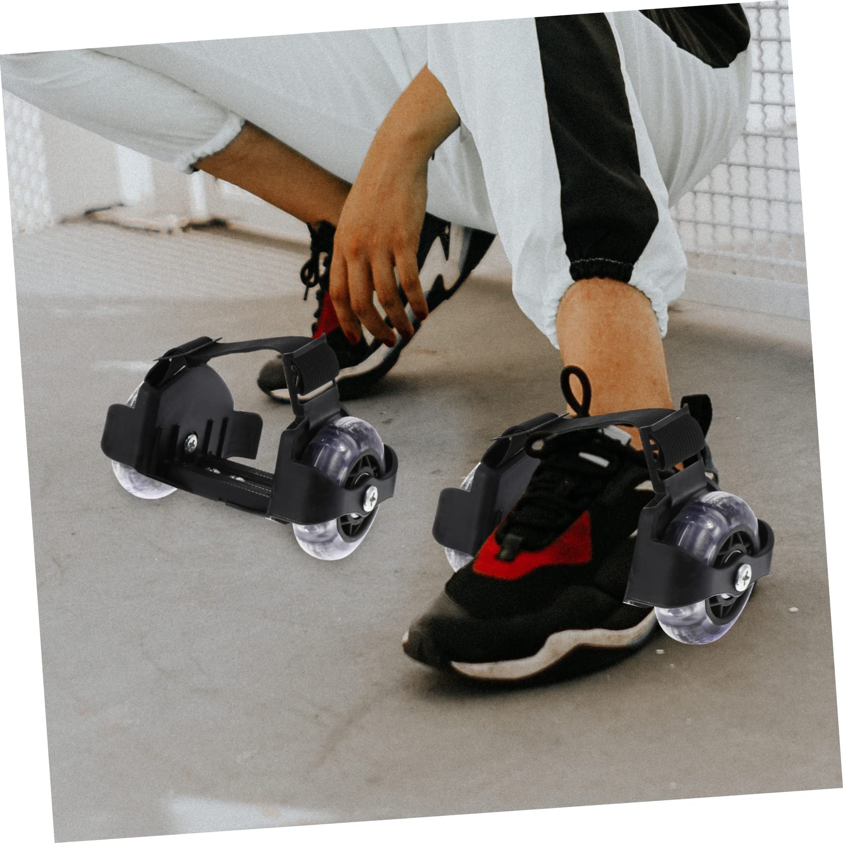 WOONEKY PVC Heel Rollers Cool Flashing Skating Shoes Adjustable Light-up Wheels