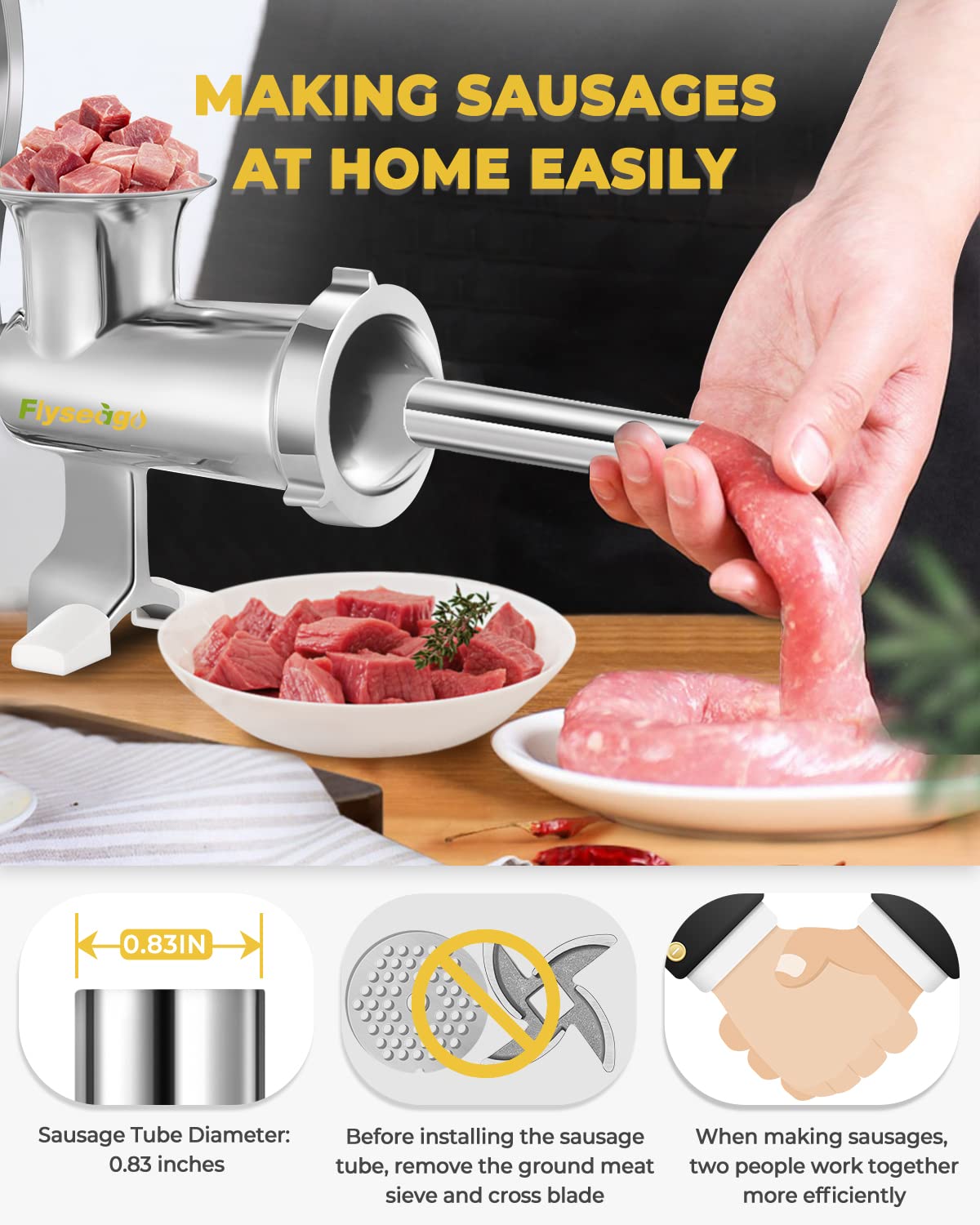 Hand Grinder For Food Meat Grinder, Heavy Duty Sausage Maker And