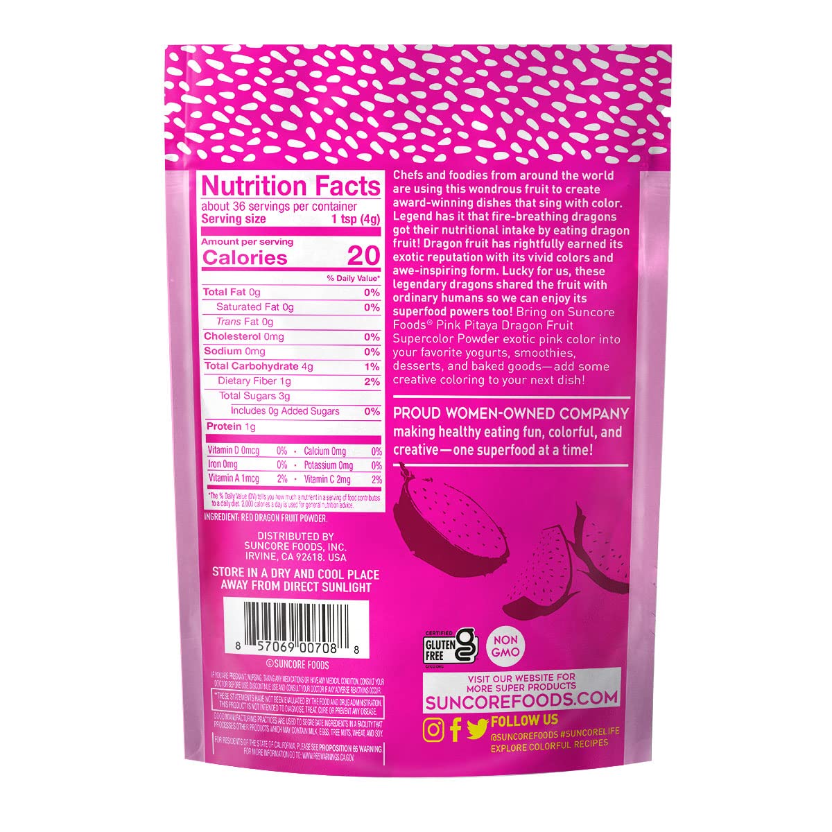 Buy Suncore Foods Pink Pitaya Supercolor Powder, Pink Food Coloring