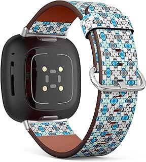 CJBROES Replacement Leather Watch Band, Compatible with Fitbit Versa 3 and Fitbit Sense of Wristband Bracelet Accessory - Colorful Striped Textile