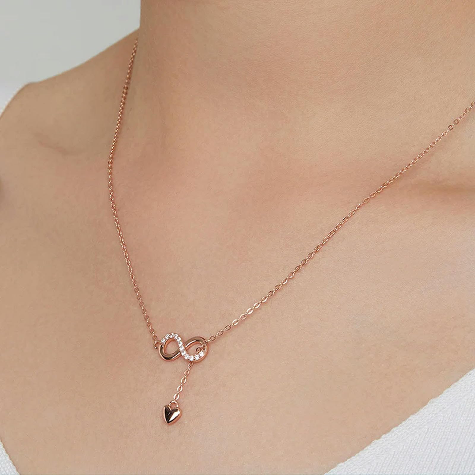 Ladies Jewellery 925 Sterling Silber Infinity Anhänger Halsketten Immer lieben Halskette für Frauen Geschenk feinen Schmuck Teen Girl Gifts