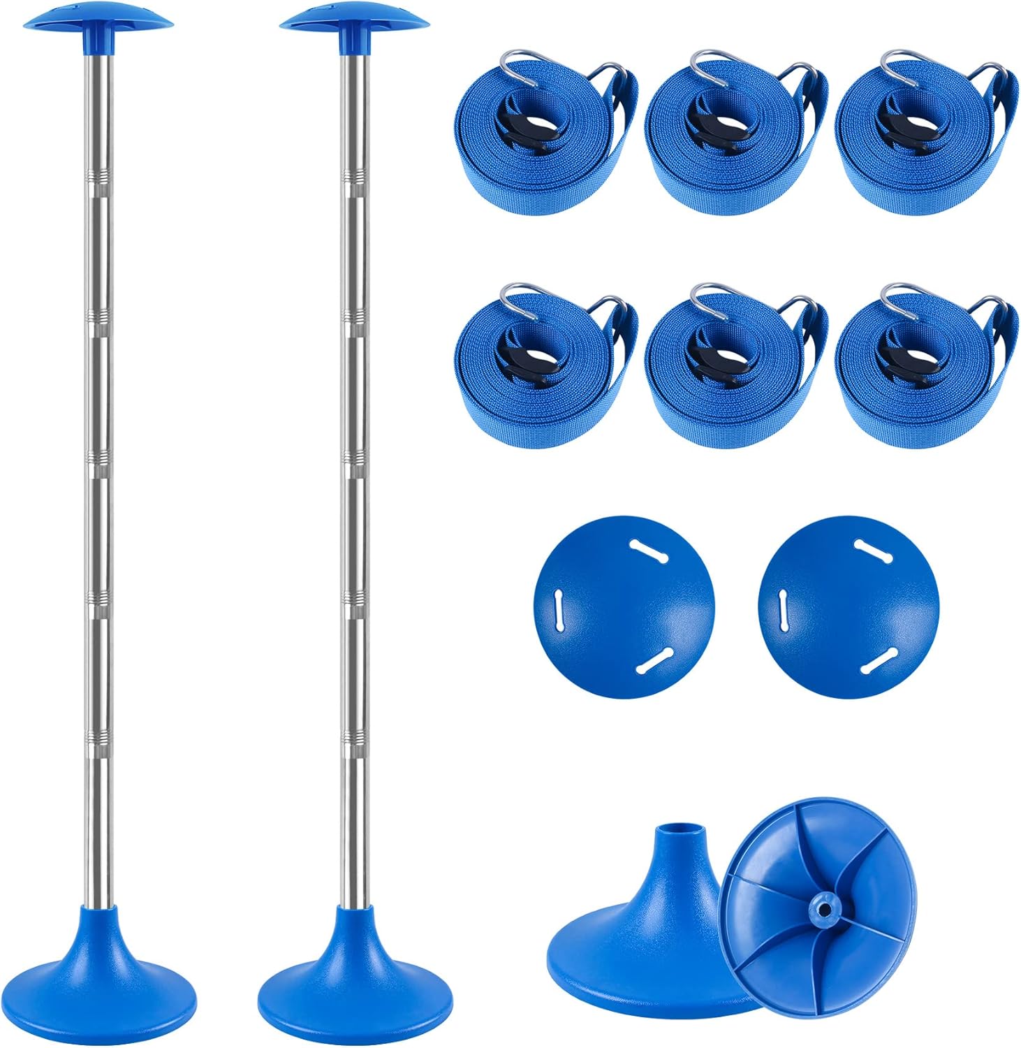 Boat Cover Support Poles 2 Pack,Height Adjustable Boat Cover Support System with 8" Round Base,Stainless Steel Boat Cover Poles to Prevent Rain/Snow/Waste from Accumulating, Included Webbing Straps