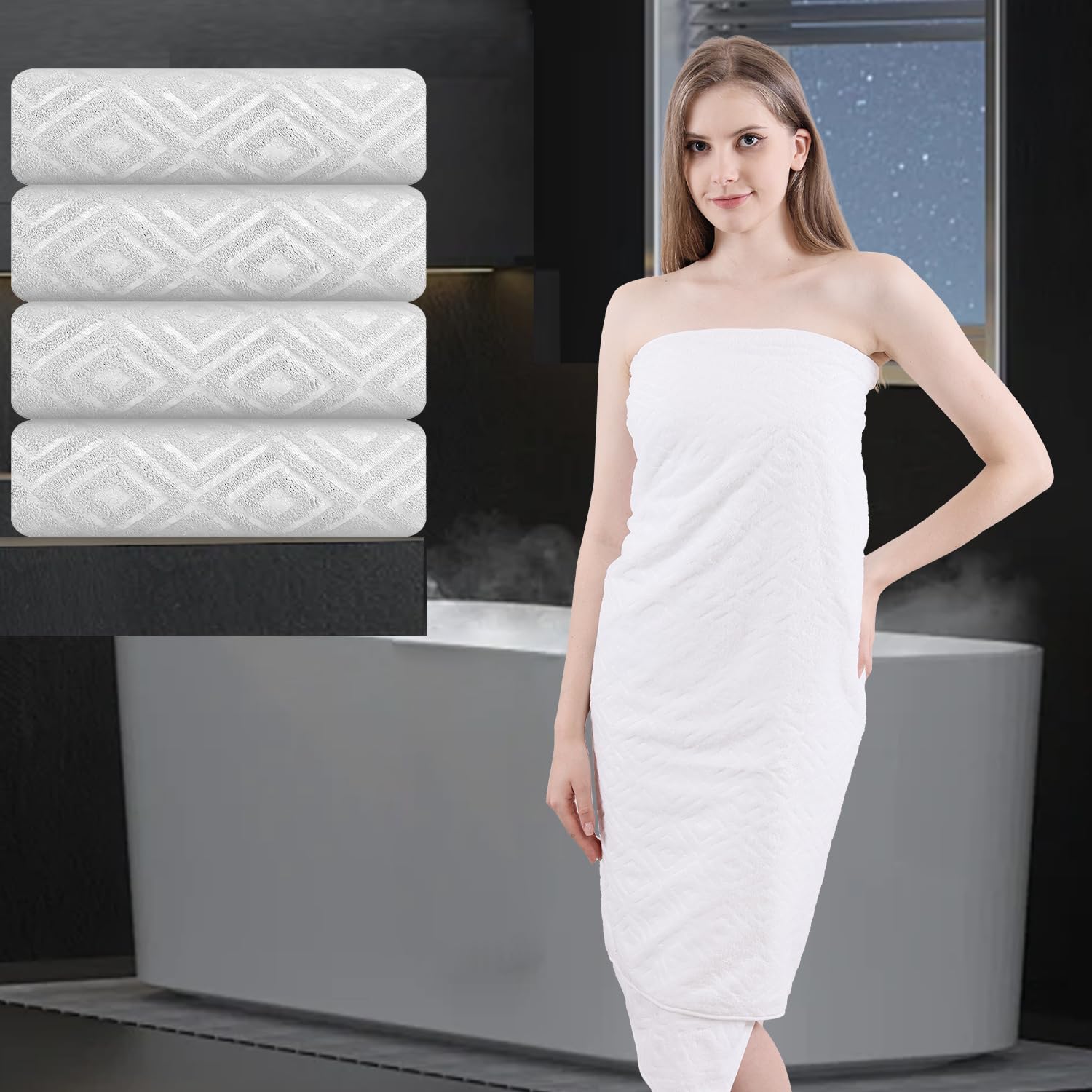 Bath Towel Set of 4 Extra Large Bath Sheet 35"x70" Oversized Bath Towel Soft Microfiber Bathroom Towel for Adults Highly Absorbent Quick Dry Towel Set