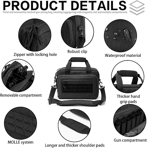 Vista 33 de VEAGIA Bolsa de rango,Estuche de pistola,Bolsas de gama de armas para pistolas y bolsa de munición 2 pistolas suave bolsa de tiro de transporte Camo