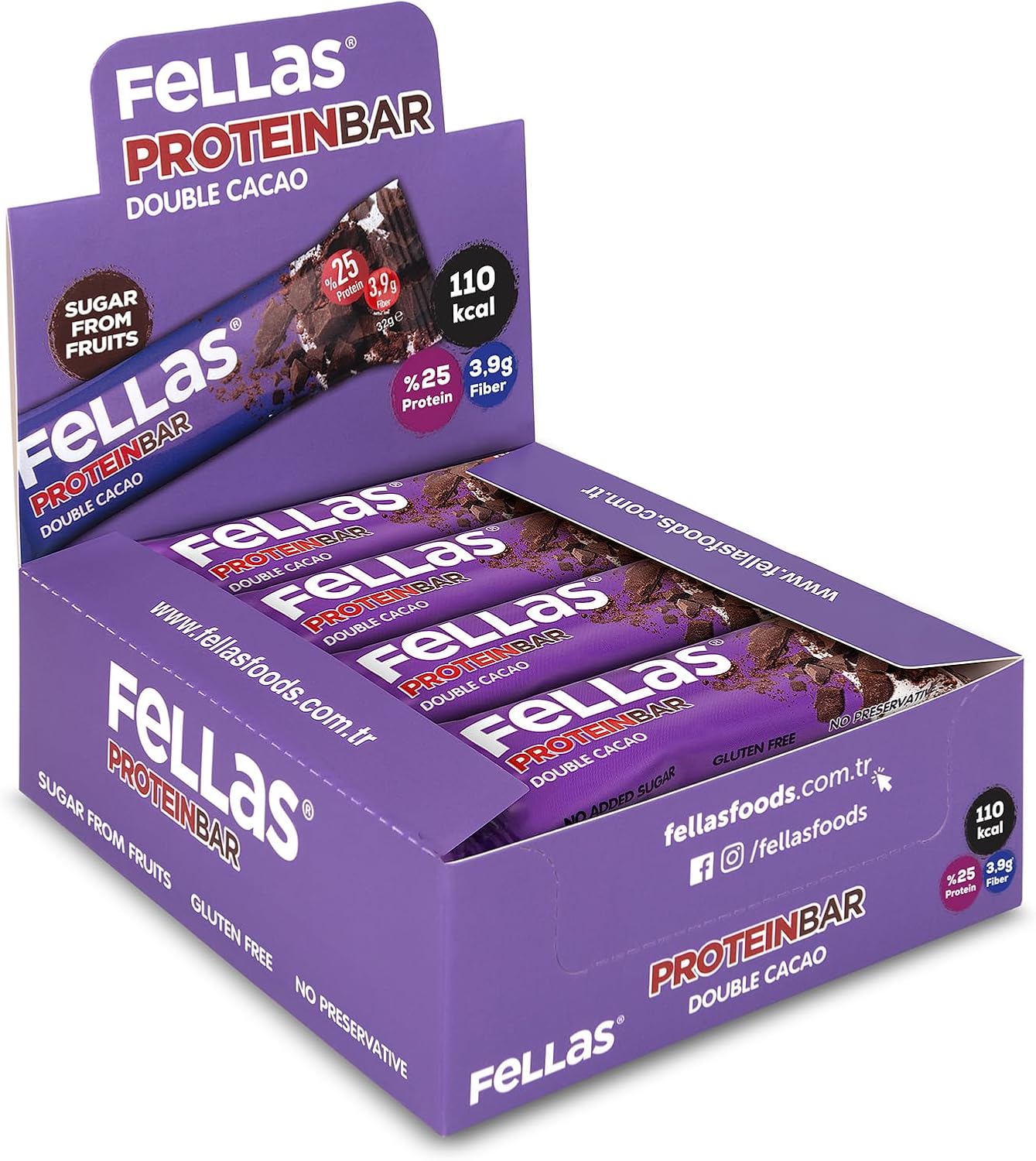Fellas Protein Bar, Duble Kakaolu (12 x 32gr)