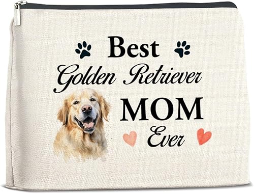 Golden Retriever - Bolsa de maquillaje para mujeres, regalos para perros, mamá, amantes de los perros, niñas, adolescentes y niñas, mejor bolsa de