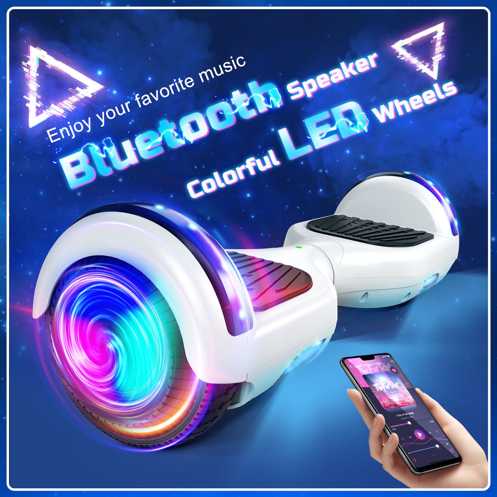 Hoverboard 6.5" Overboard Hover Borad ze światłami LED/Bluetooth, deskorolka hoverboards, prezent dla dzieci