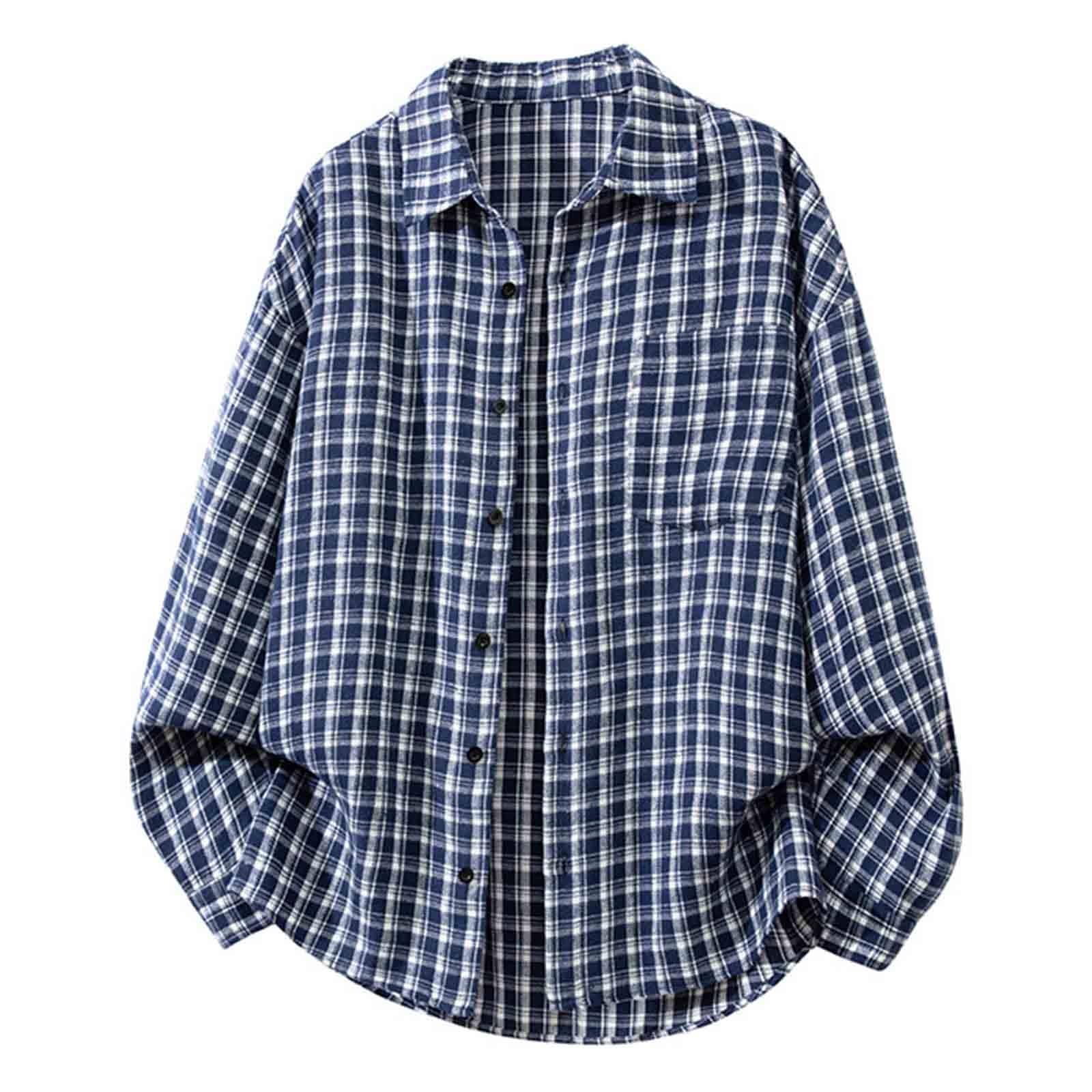 Mens Long Sleeve Button Up Shirts Collared Cotton Checkered Cuban Dress Shirt Casual Vintage Spring Plaid T-Shirts