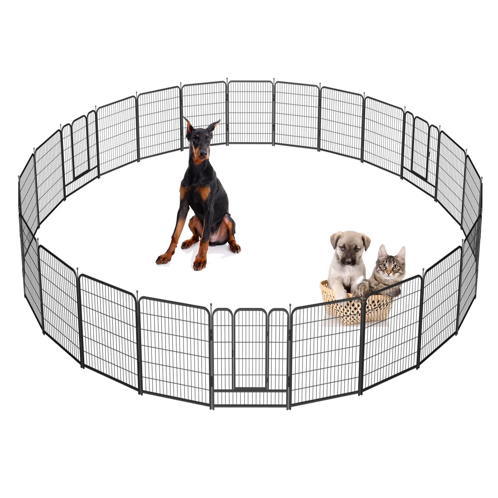GDKASRNY Dog Playpen Portable Exercise Fence Heavy Duty Metal Pet Playpen Indoor Outdoor Pet Playpen for Small Medium Large Dogs - RV Camping Pen（Jet