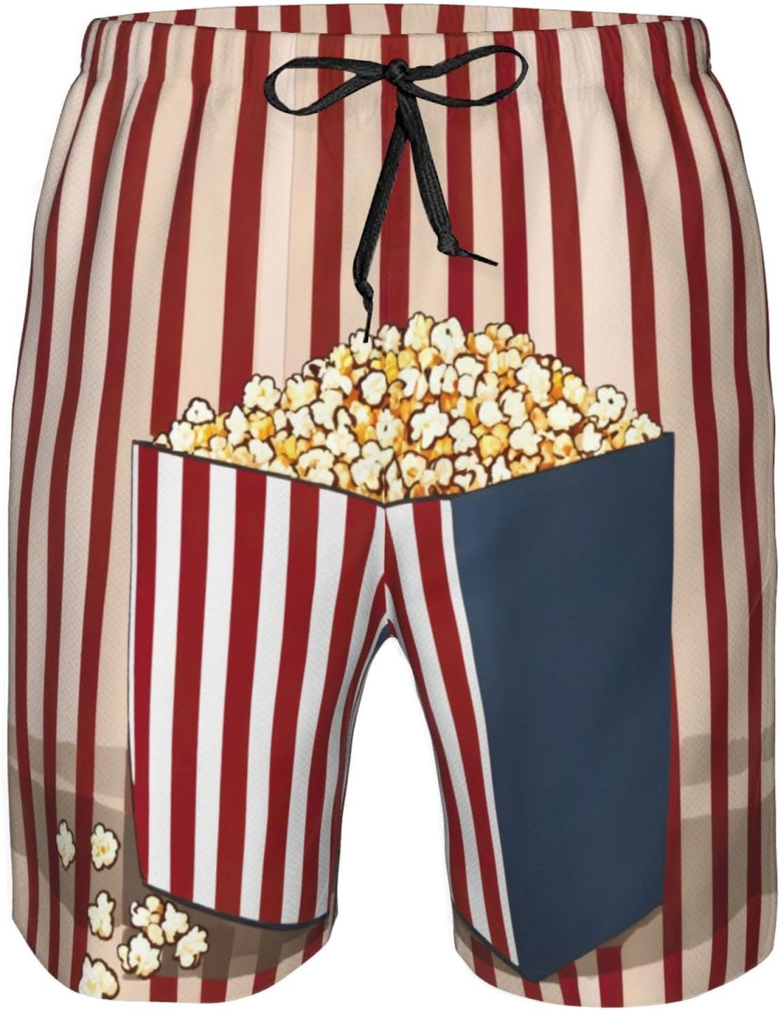Popcorn Print Print Men's Quick-Drying Shorts Casual Beach Pants Stretch Waist Shorts and Pockets