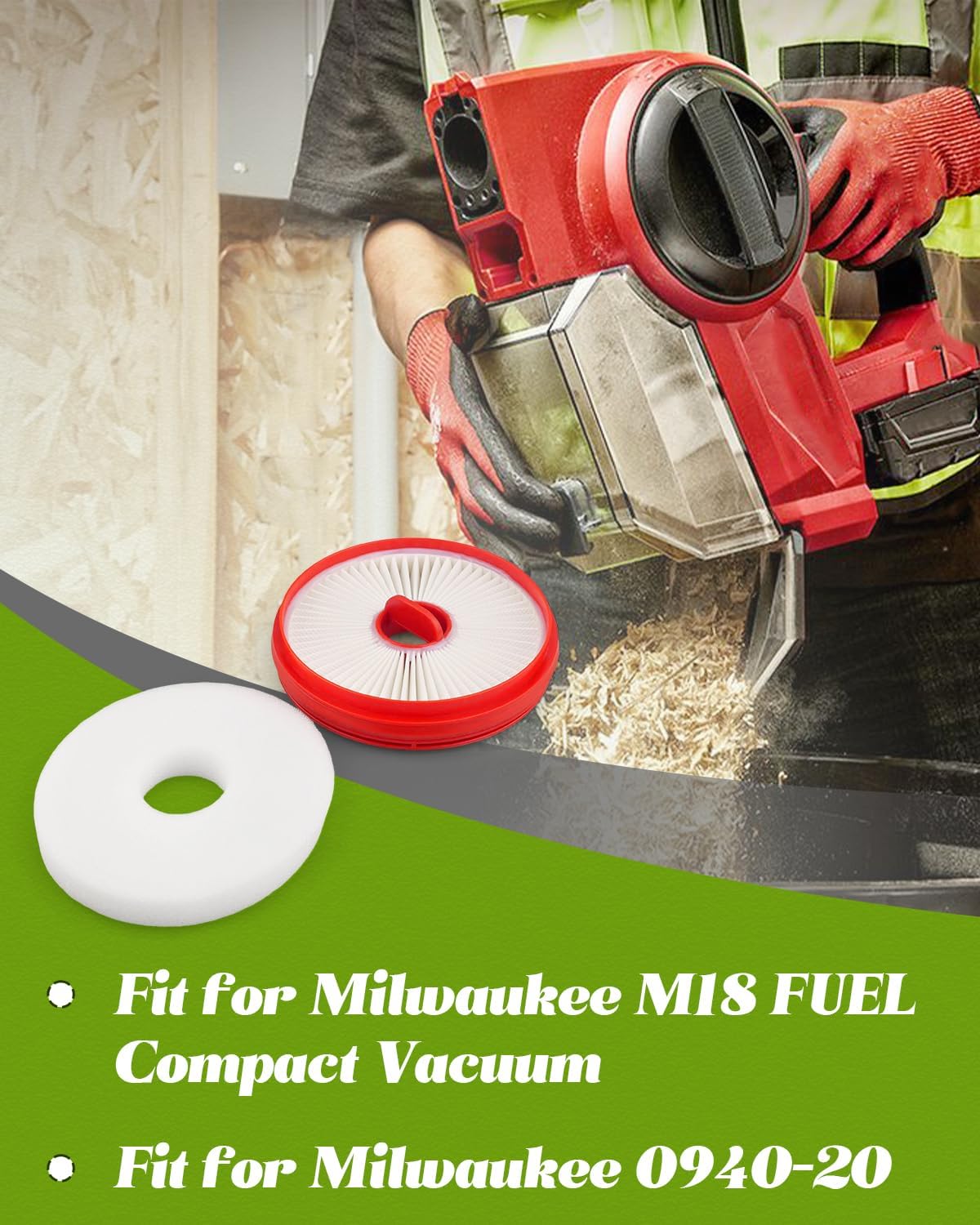 49-90-2012 Vacuum Cleaner Filter Fit For Milwaukee M18 FUEL Fuel Compact Tool Dry Filter