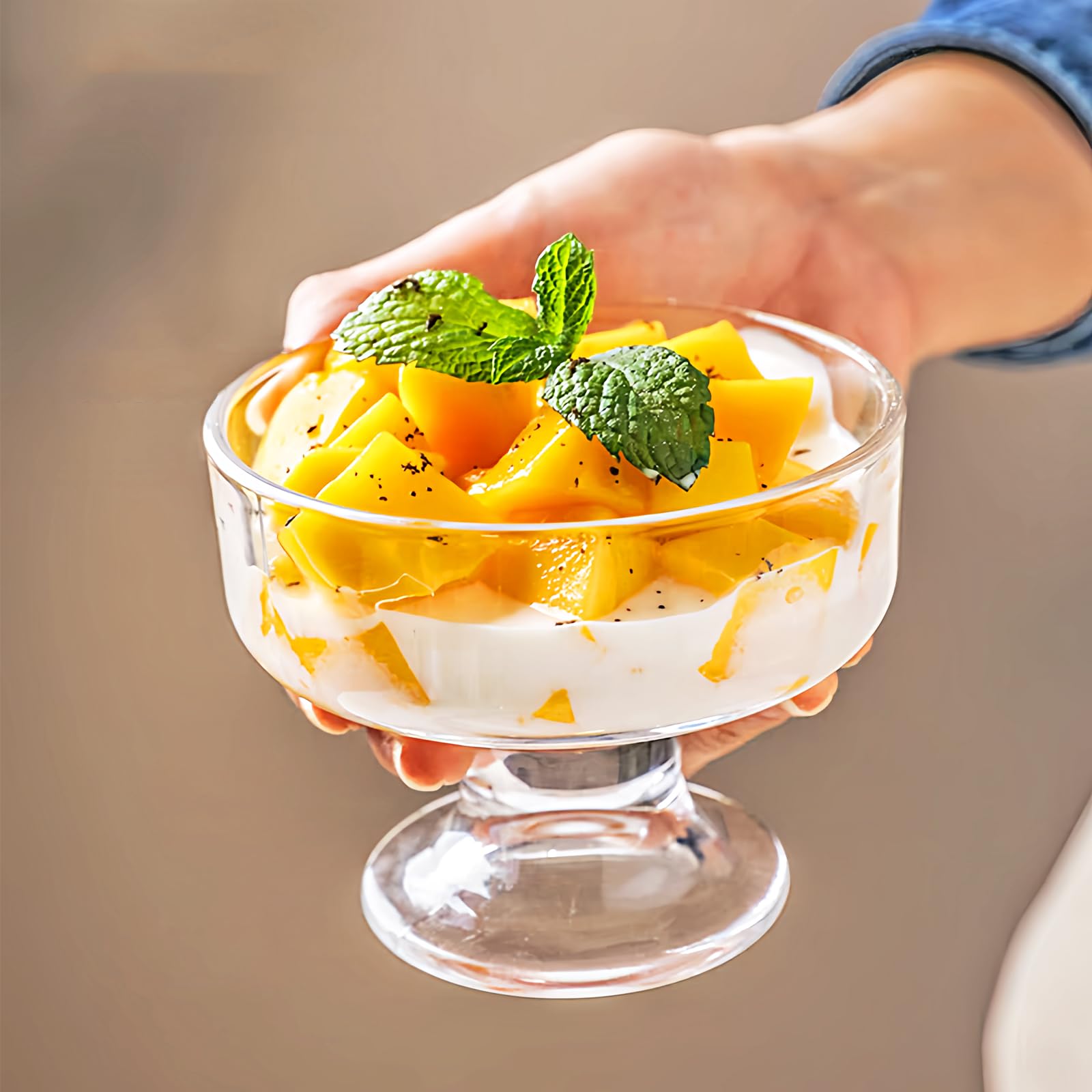 Juego de 6 vasos de helado para helado, cuencos de postre de vidrio de 200 ml, cuencos transparentes para helado, vasos de cóctel de gambas, cuencos para servir postres, pudín, aperitivos