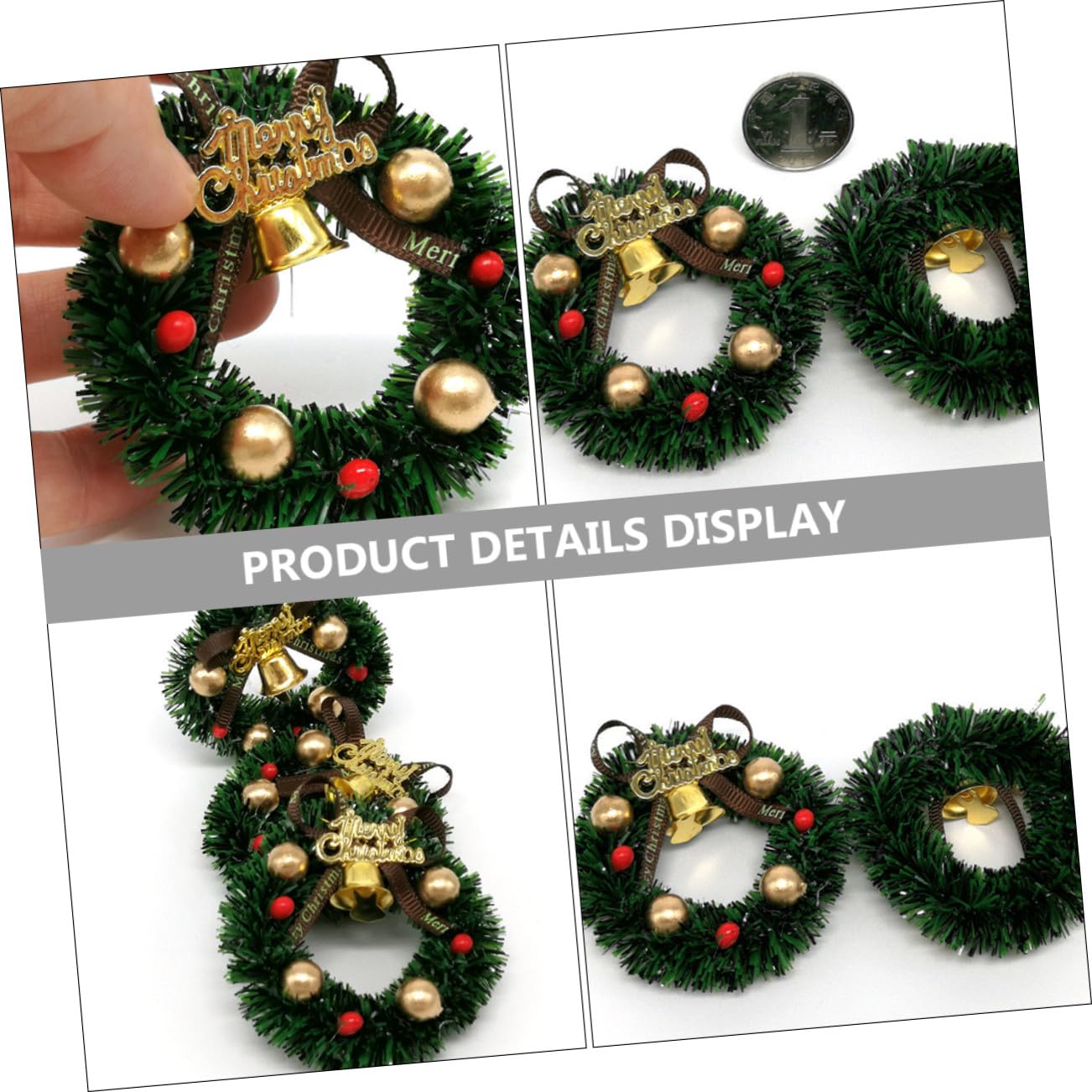 Guirnaldas Navideñas Colgantes de Plástico Verde, Pack de 4 Piezas, Adorno Navideño Clásico y Estilizado para Ambiente en Casa Durante Navidad