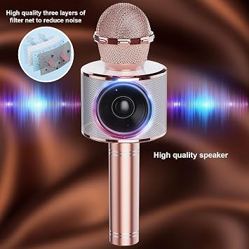 Wireless Bluetooth Karaoke Microphone 2 Pack, Gold&Rose, for Party Home KTV