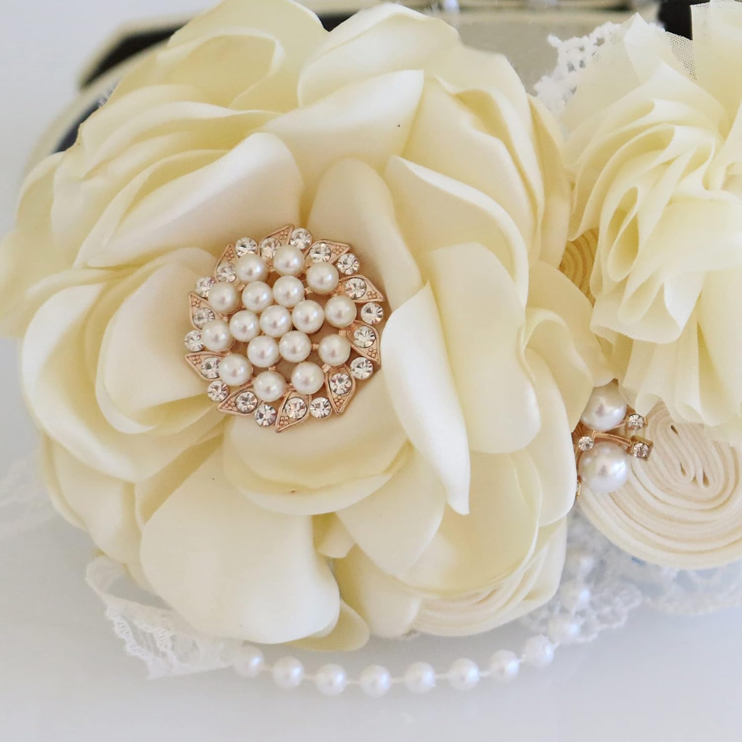 Ivory Flower dog collar, Pet wedding accessory, Rhinestone Lace pearl flower, Wedding Proposal dog collar, M to XXL collar