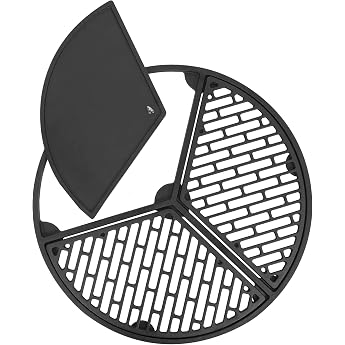 BBQ-Toro Cast Iron Plancha Set with Cooking Grate and Grill Plate Diameter 54.5 cm Preseasoned Cast Iron Cooking Grate with 3 Zones Suitable for 57 cm Kettle Grill Grill Plate Set Grill Racks Grill Accessories