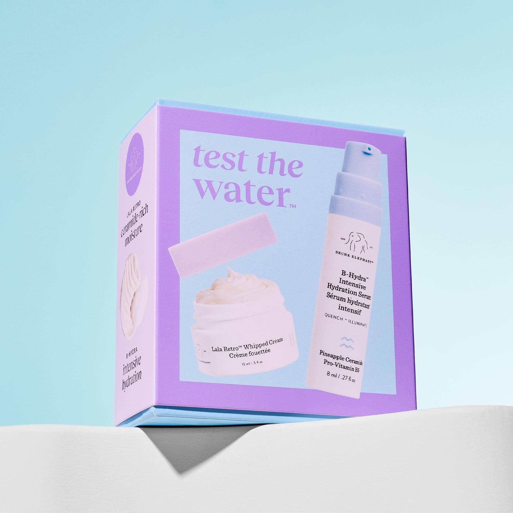 Drunk Elephant Test The Water - Travel Size - Hydrate and Nourish Kit - Clean Clinical Skincare - Cruelty-Free - Dermatologist-Tested - Free of Essential Oils, Silicones, and Fragrance