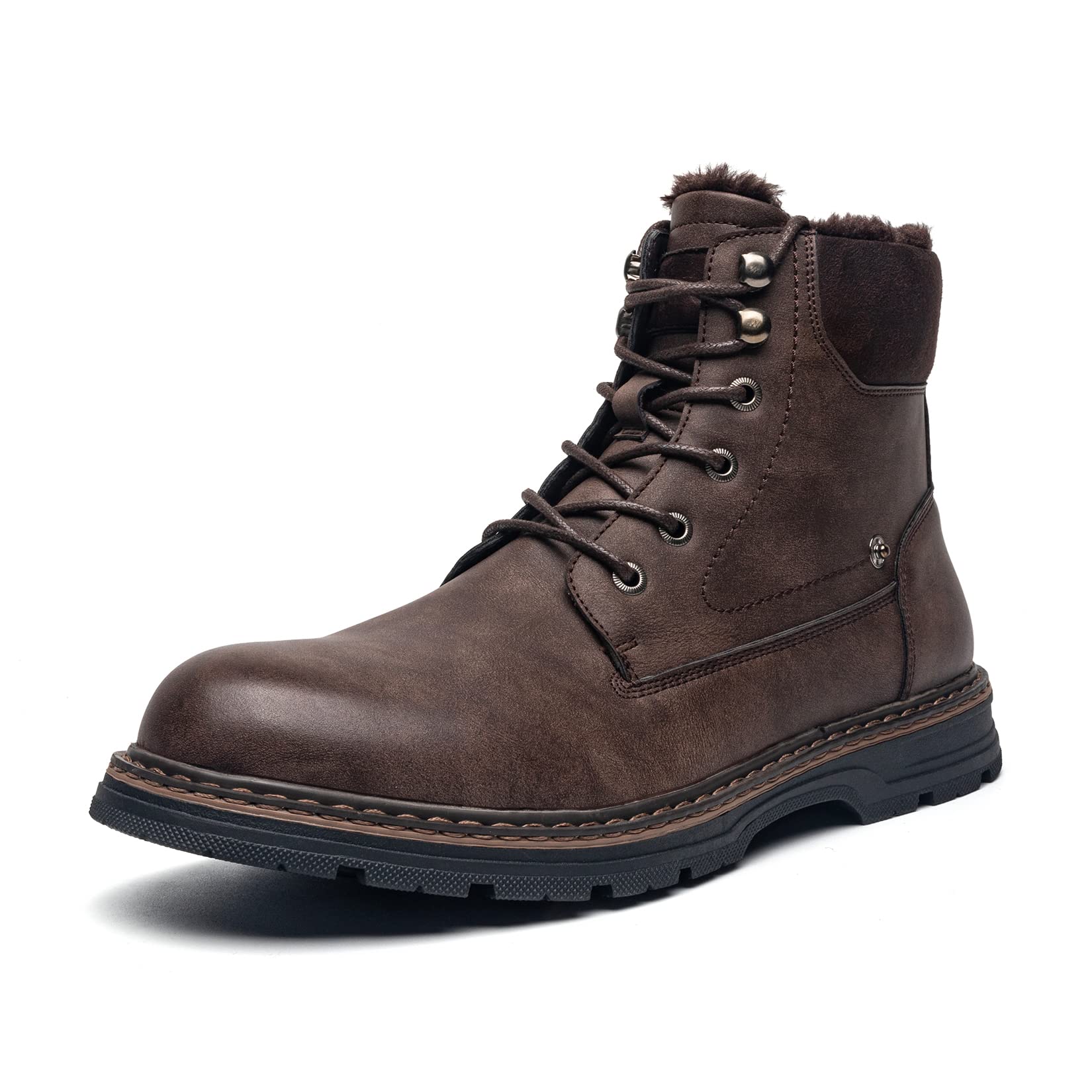 AMAPO Men Oxford Boots,Casual Mid-Top Dress Boot for Men,Ankle Men Boots Lace-Up Side Zipper