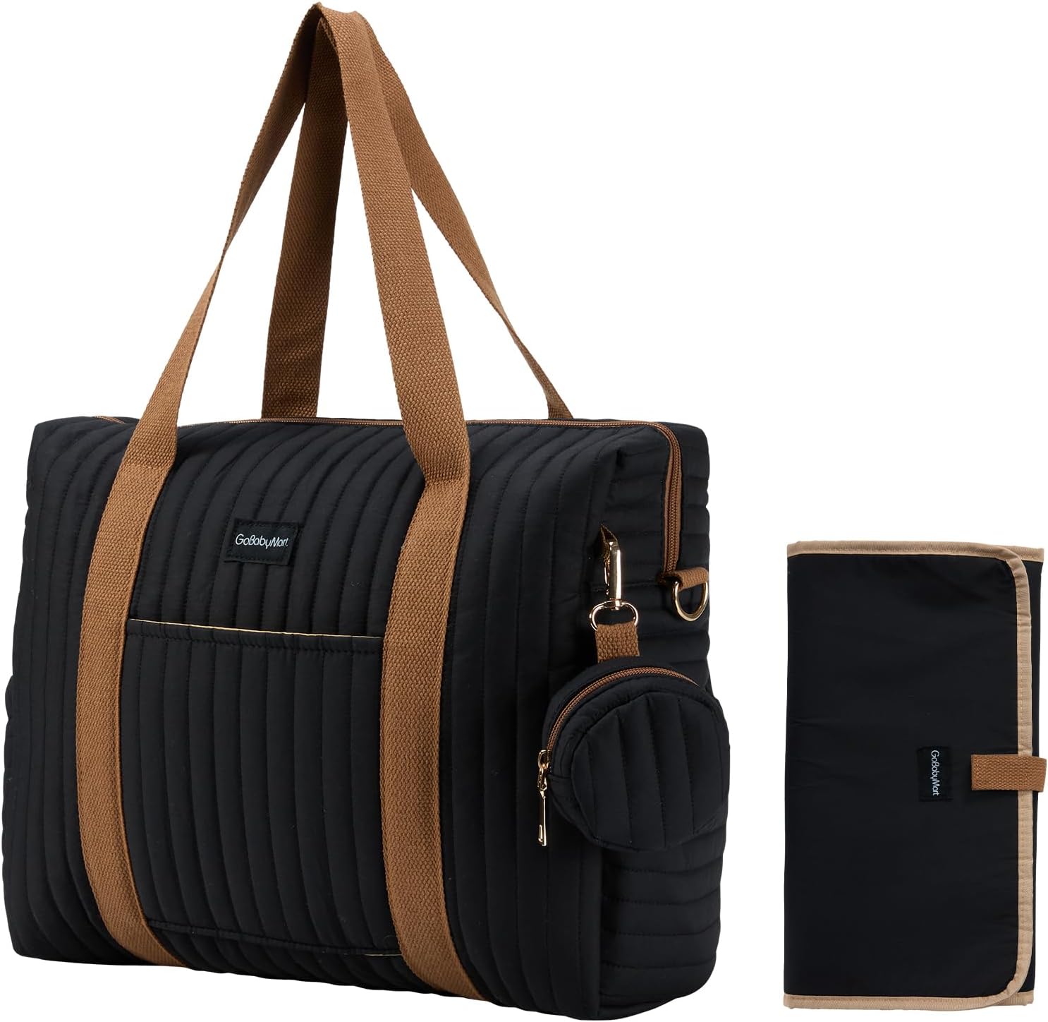 Diaper Bag Tote for Moms, Baby Hospital Bag with Insulated Bottle Pockets, Changing Pad & Stroller Straps