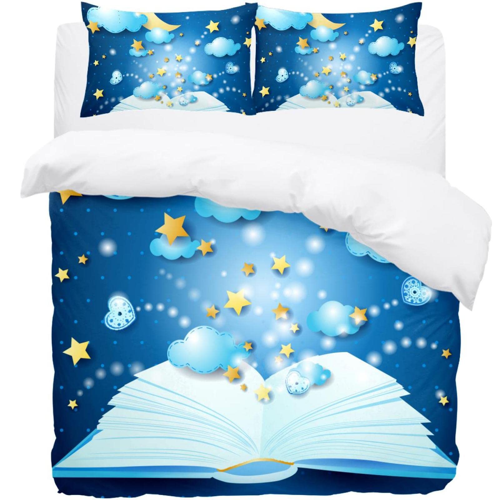 Parure de lit simple ciel lune et étoiles pour chambre de lecture cosy