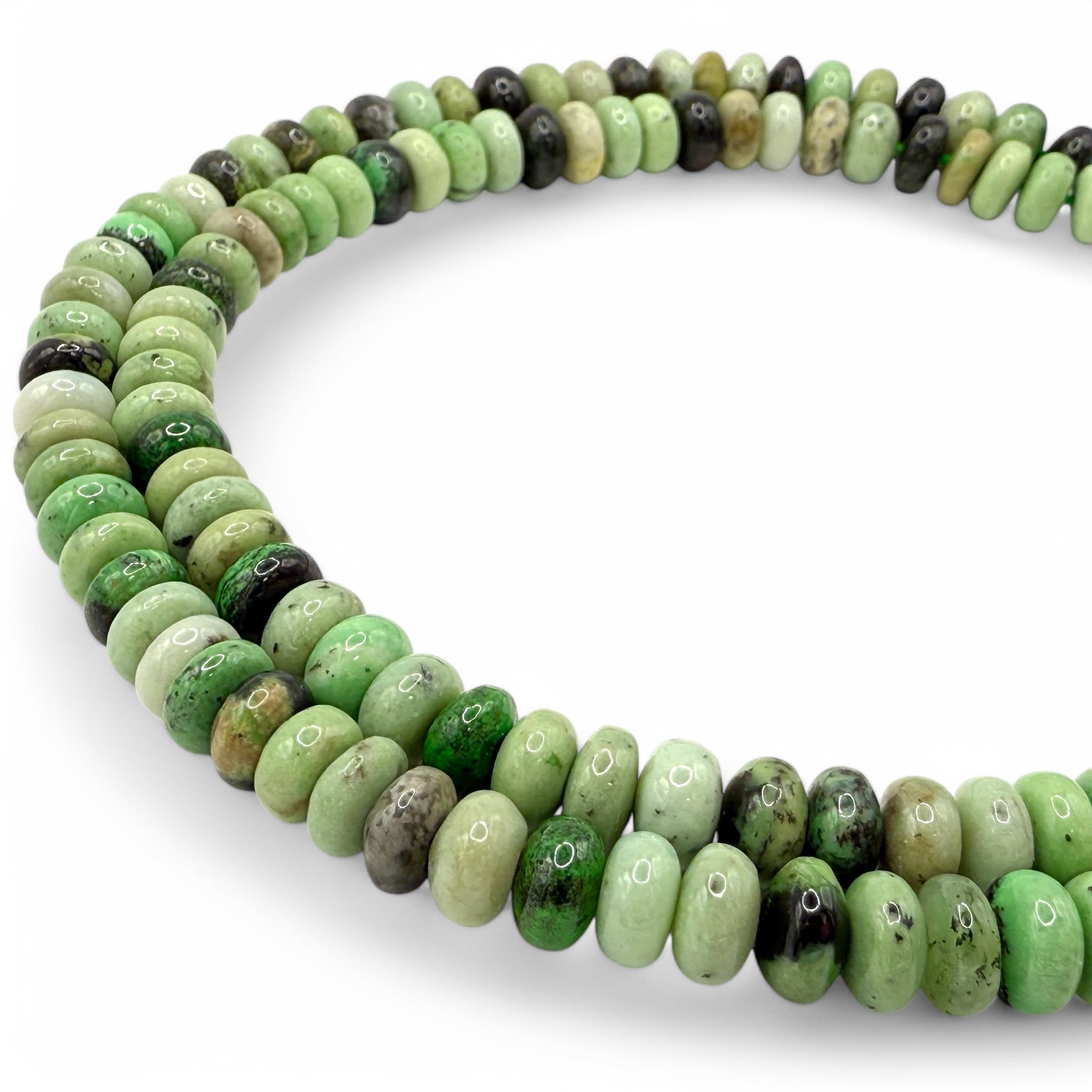 ABCGEMS African Hydrogrossular Garnet Beads AKA Transvaal Grossular Garnet (Gorgeous Black Inclusions of Chromite) Healing Energy Jewelry Making Smooth Rondelle 6mm Tiny