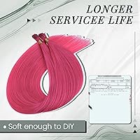 Vista 5 de RUNATURE Extensiones de cabello humano Itip rosa intenso de 22 pulgadas de largo, extensiones de cabello humano con punta en Itip, extensiones