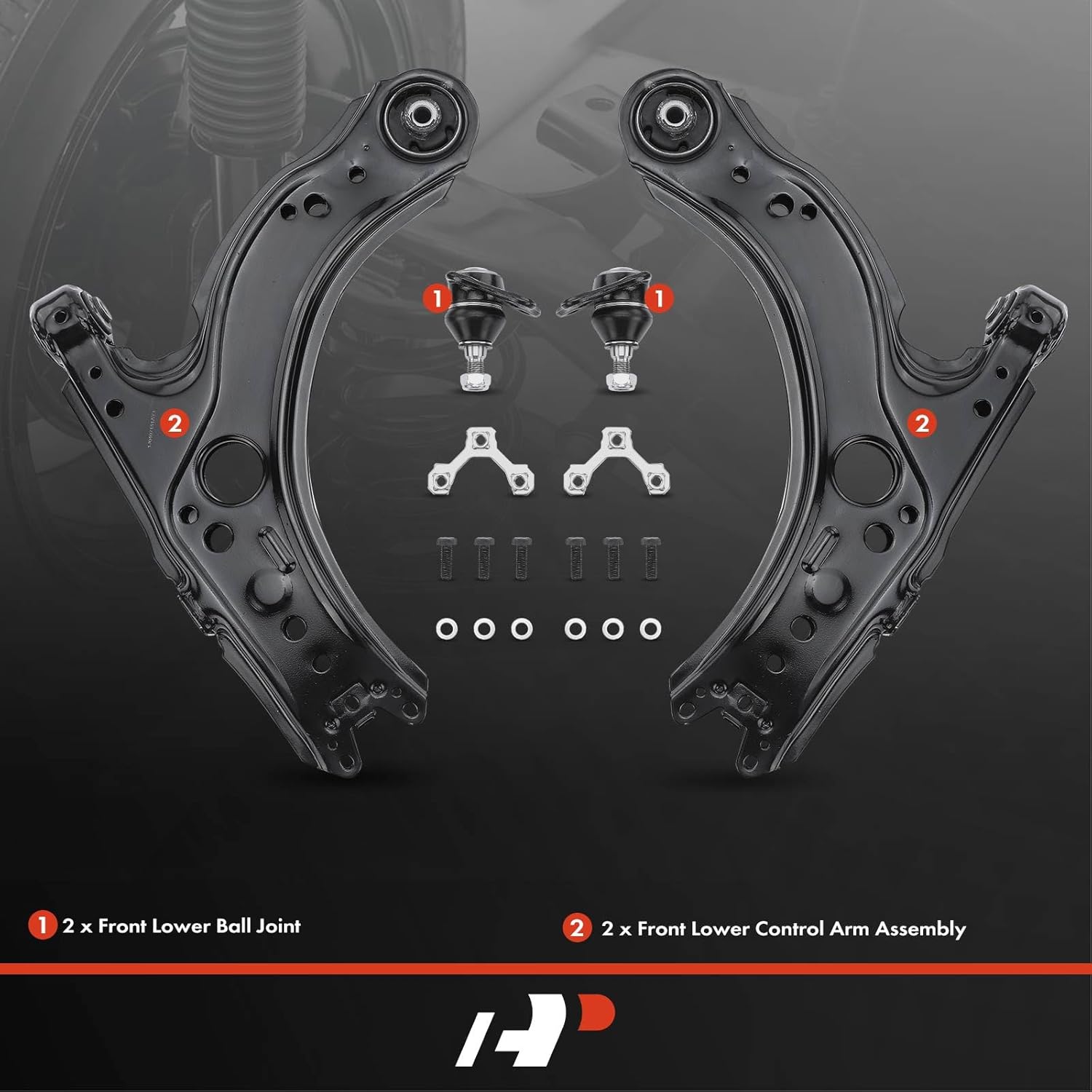 A-Premium Set of 4, Front Lower Control Arm, Lower Ball Joint, Compatible with Volkswagen Jetta 1999-2005, Golf 1999-2006, Beetle 1998-2010