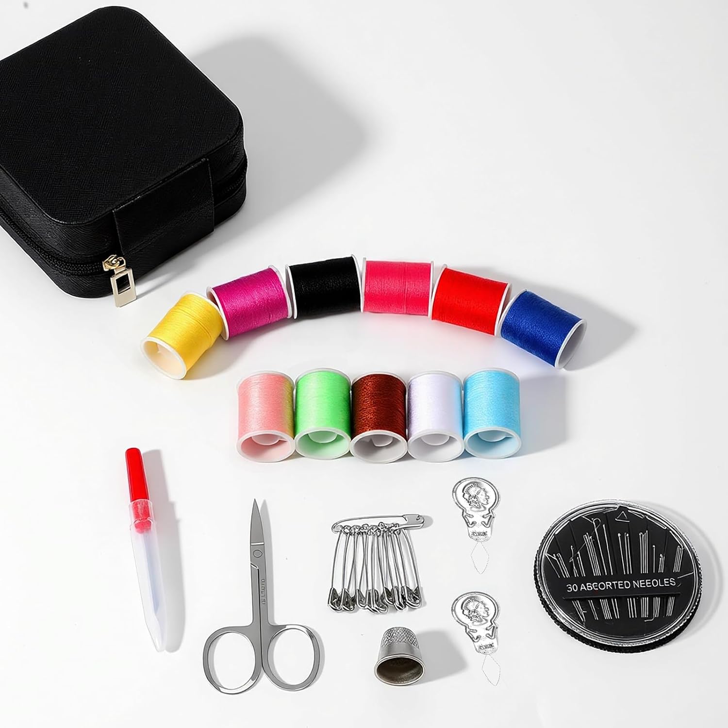 Amabro 56Pcs Travel Sewing Kit Portable Compact Emergency Needle Thread Box