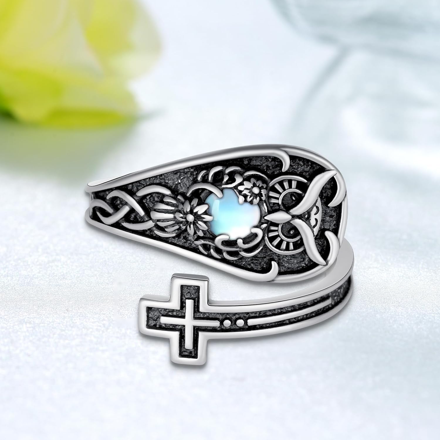 TYSO Owl Spoon Ring 925 Sterling Silver Owl Ring Vintage Adjustable Thumb Rings Jewelry Gifts for Women - Image 5
