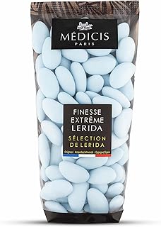 Medicis Premium Candied Almond Dragees (French Jordan Almonds) Sugar Coated Candies Ideal as a Party Favor for Weddings and Baby Showers, 75 count bag 8.8oz, Blue