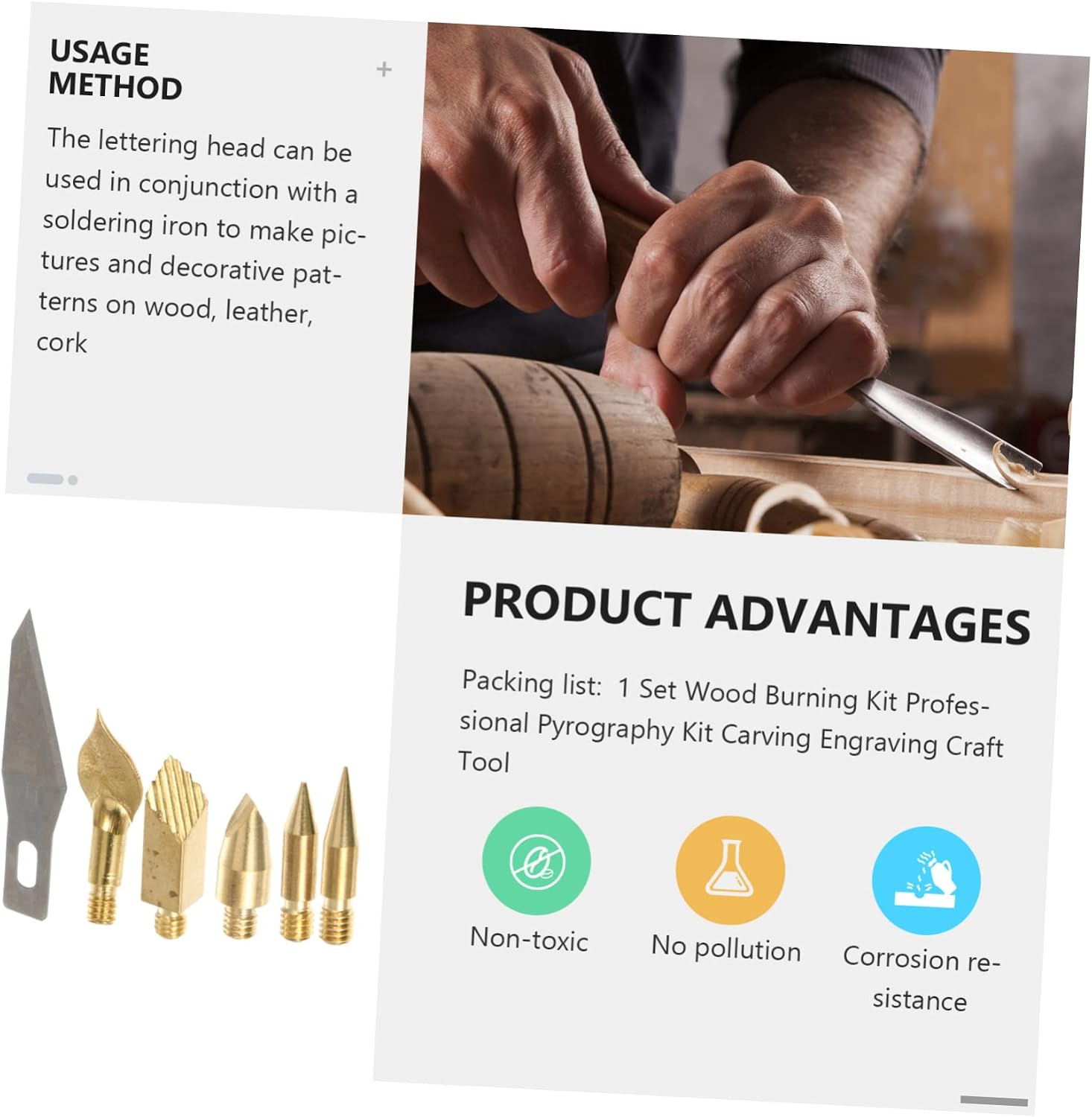 TEHAUX 1set Professional Pyrography Wood Burning Tips Versatile Engraving and Carving Tools for Crafts Woodworking and Metalwork Projects