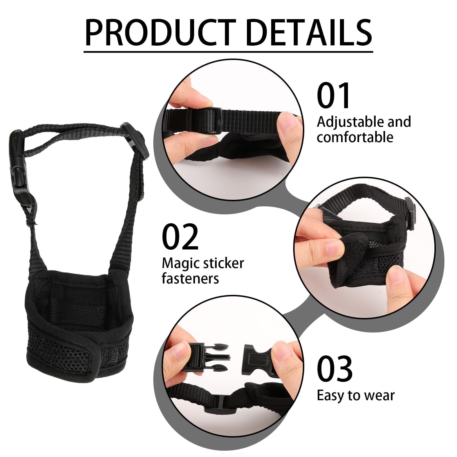 Museliere pour Chiens, Muselière en Nylon Réglable Doux et Respirant, Museliere Anti Aboiement Anti-Morsure Anti-Mastication, Museliere pour Chiens Petit, Moyens Chiens (XS,Noir)