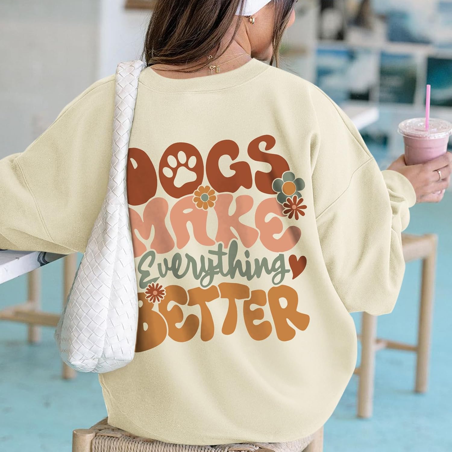 Dog Mom Sweatshirt Cute Paw Print Mama Sweatshirts for Women Lover Gifts Funny Long Sleeve Shirts Graphic Pullover - Image 3