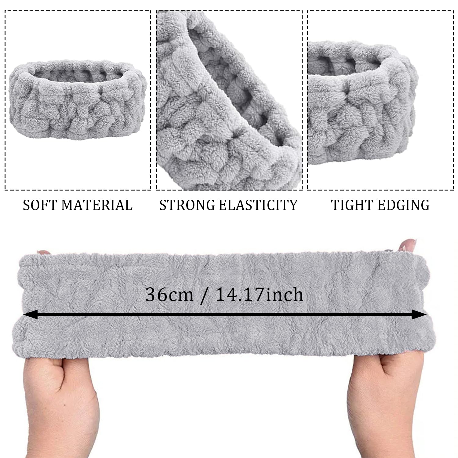 SYEYCW 4 Pcs Headband for Washing Face Facial Makeup Headband, Coral Fleece Spa Beauty Headband - Image 3