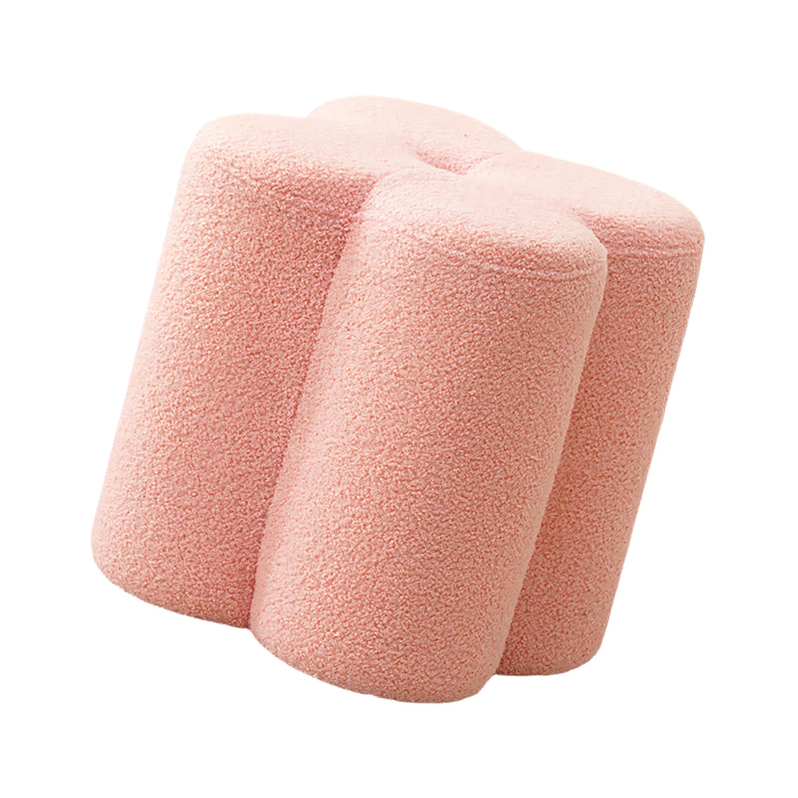 CAZSTYK Poofy Ottoman Foot Rest with Flower Pattern Sponge for Bedroom Vanity Stool Modern Linen Fabric Ottoman